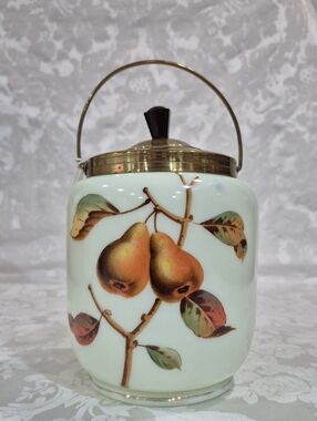 Antique Victorian Custard Glass Biscuit Barrel